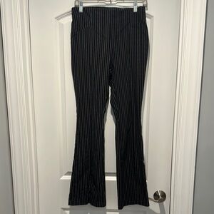 Black Pinstripe Flared Pants